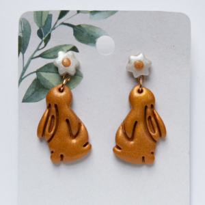 Bunnies - Gold with Flowers